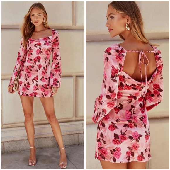 VICI Samar Satin Embossed Roses Cowl Neck Mini S NWOT - Picture 1 of 13